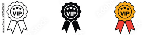 VIP award ribbon badge icon vector. premium access, exclusivity, achievement symbol. vector illustration.