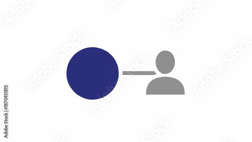 Gray human profile connected blue circle.