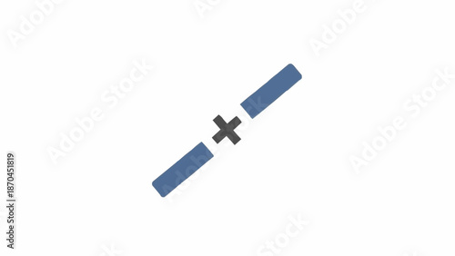 Plus sign connecting blue bars.