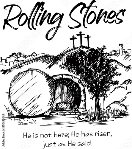 Rolling Stones SVG PNG, He is Risen SVG PNG, Christian Easter SVG 