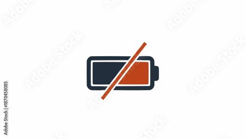 Battery icon with red diagonal line.