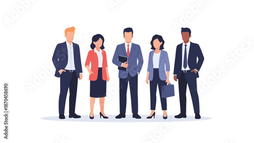 Business professionals gathered in a modern office environment with people interacting, vector illustration of a corporate meeting