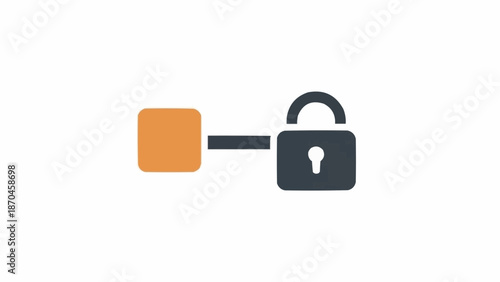 Digital security lock and key icon.
