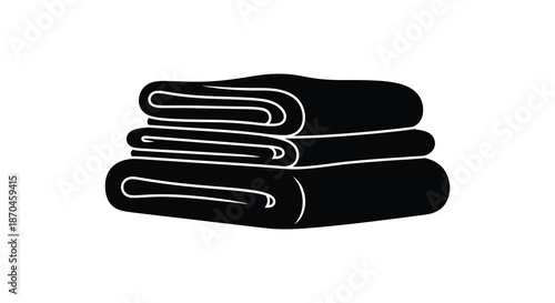 a neat stack of folded towels presented in a striking monochrome illustration silhouette
