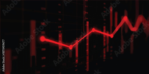 An abstract business and medical illustration featuring a financial stock market graph on black merged with a glowing blue heartbeat EKG pulse line to show technology data