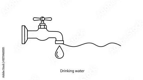 Drinking water faucet with dripping drop