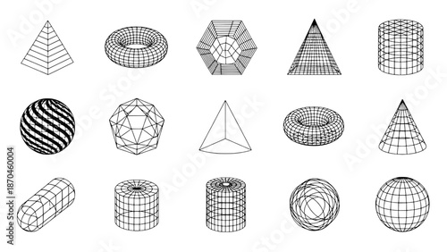 Geometric shape wireframe collection