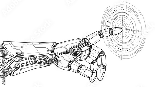 Robot hand touching digital interface
