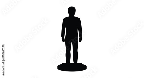 A stark black silhouette of a person standing on a pedestal a minimalist representation silhouette