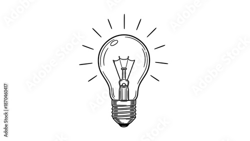 Light bulb glowing idea icon sketch