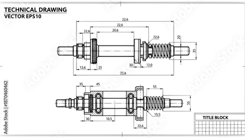 Technical drawing of mechanical component with dimensions