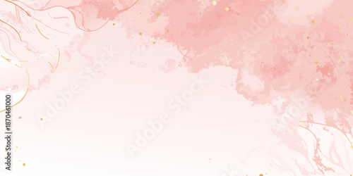 Abstract watercolor background with swirling pink and gold textures