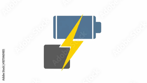 Battery with yellow lightning bolt symbol.
