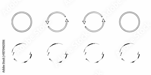 A series of circular arrows illustrating rotation and cyclical movements