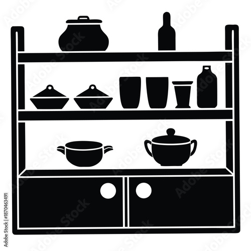 kitchen shelf on white background