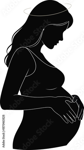 Pregnant woman silhouette isolated on transparent background