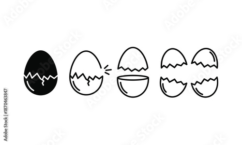 Sequence showing egg hatching breaking open into two shells