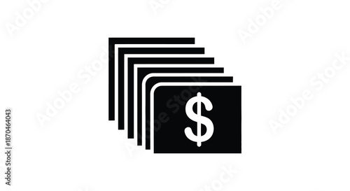 A stack of money with a prominent dollar sign a simple and direct illustration silhouette