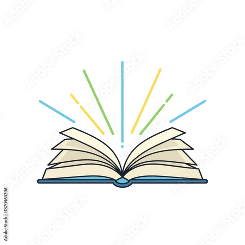 Open Book Emitting Radiant Ideas A Symbol of Education and Knowledge