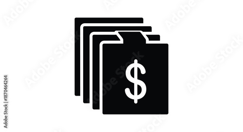 A stack of documents with a dollar sign representing finance and money silhouette