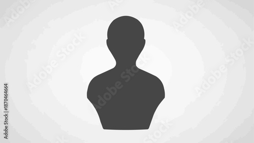 Silhouette of a persons head and shoulders against a white background.