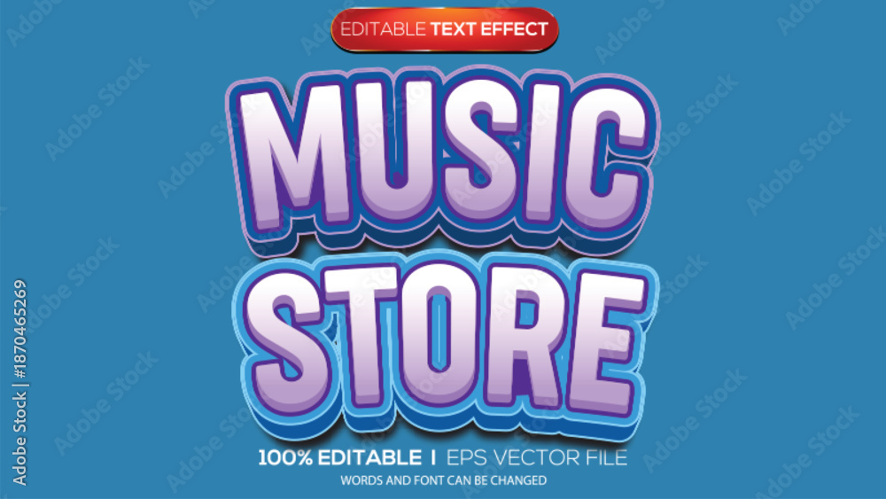 Fototapeta premium 3d text effect music store theme
