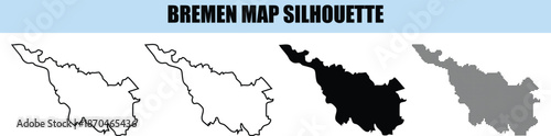 Bremen map silhouette collection of federal state borders in germany with outline and solid black graphic design styles