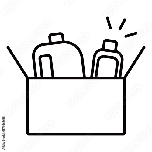 箱詰めされた洗剤などの日用品　パッキングのアイコン素材
