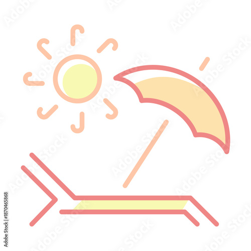 Pastel color illustration of sun bathing on the beach suitable for travel theme ornament design.