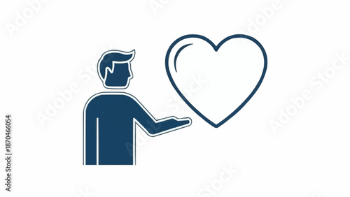 Man Offering Heart Symbol of Love and Care.