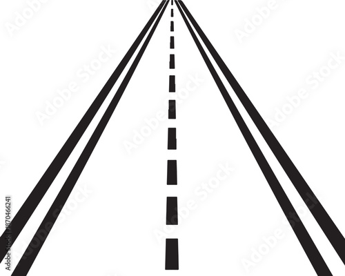 Minimalist road illustration with dashed line Vector