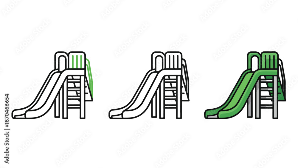 Obraz premium Playground slide icons - Glyph and solid icon set - Flat Design Icon - line icon set - Flat Vector icon, icon, Editable stroke icon, Modern icon collection