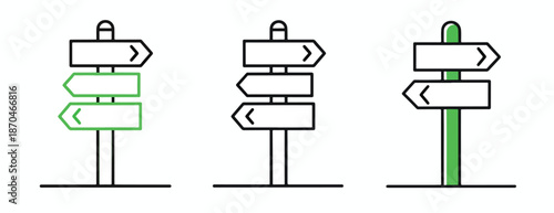 Directional signage icons - Glyph and solid icon set - Flat Design Icon - line icon set - Flat Vector icon, icon, Editable stroke icon, Modern icon collection