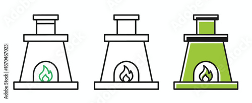 Fireplace icon set - Glyph and solid icon set - Flat Design Icon - line icon set - Flat Vector icon, icon, Editable stroke icon, Modern icon collection