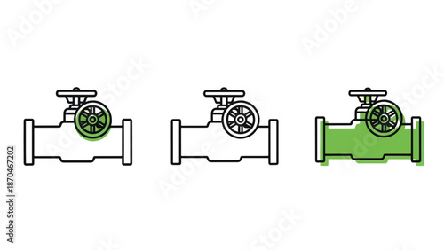 Valve icon set - Glyph and solid icon set - Flat Design Icon - line icon set - Flat Vector icon, icon, Editable stroke icon, Modern icon collection