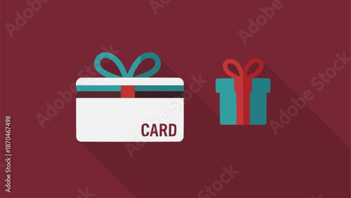 Gift Card and Gift Box Icon with Shadow.