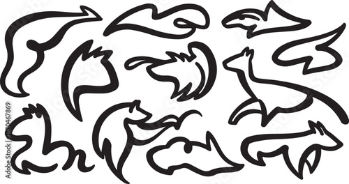 Minimalist Fox Illustrations in Black and White Color