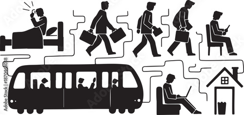 Daily Commute and Work Life Balance Illustration