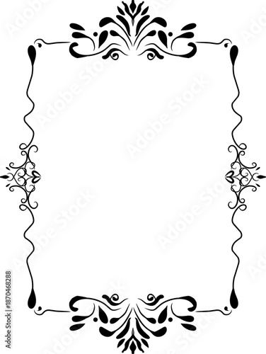 Elegant vintage ornamental frame with floral curls, borders perfect for invitations and quotes.