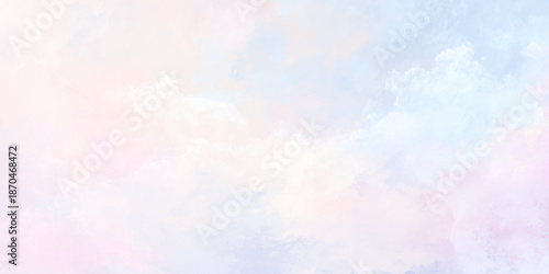 A gentle watercolor wash of pastel pink blue and cream hues creates a soft dreamy abstract background texture