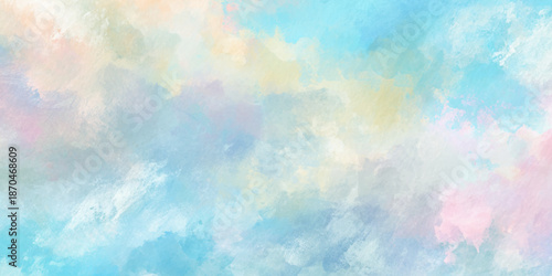 A pastel colored abstract background featuring soft blends of blue pink and yellow hues creating a dreamy atmosphere