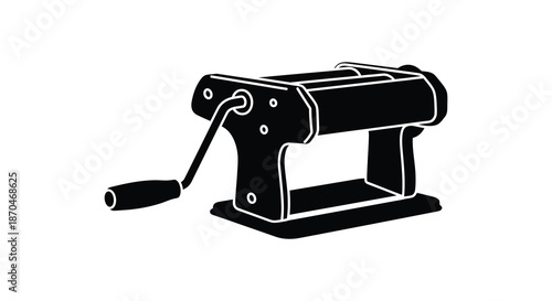 A striking black silhouette of a vintage pasta machine a kitchen essential silhouette