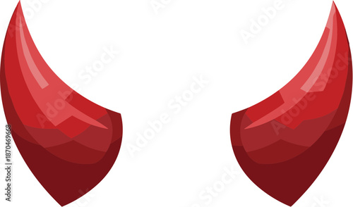 Geometric Red Devil Horn Minimalist Style Illustration Isolated on White
