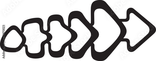 Black Arrows Pointing Right in a Row Sequence