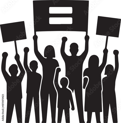 shilhoutee of people show protest