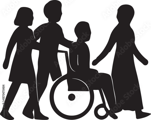 silhouettes of people in different situations