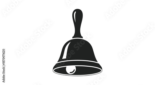 A striking black and white image of a classic bell design in a bold silhouette