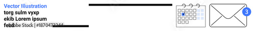 Communication, task management, scheduling, email notifications, reminders, productivity. Calendar and envelope with message alert. Communication and task management concepts