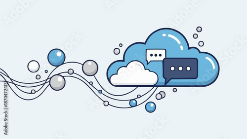 Cloud computing and digital communication concept illustration.