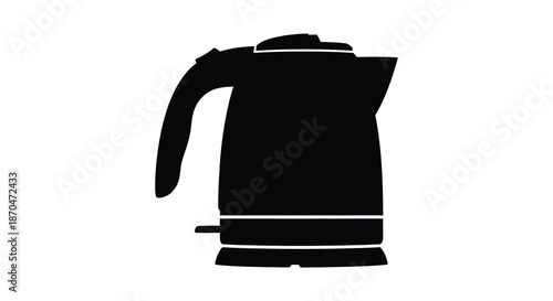A striking black silhouette of a classic electric kettle showcasing its simple form silhouette